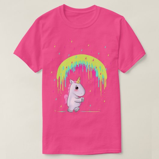 Schattigee Eenhoorn Holding Regenboog Paraplu Gift T-shirt (Design voorkant)