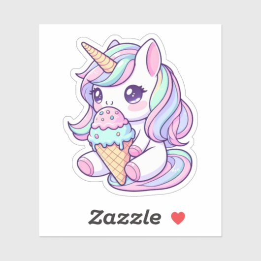 Schattigee Eenhoorn Ice Cream Custom-Cut Vinyl Sti Sticker (Vel)