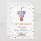 Schattigee eenhoorn ijsfeest verjaardagsuitnodigin kaart (Voorkant)