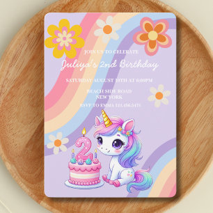 Schattigee eenhoorn in een retro regenboog 2e verj kaart