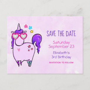 Schattigee eenhoorn in hartvormige brillen Save th Uitnodiging Briefkaart