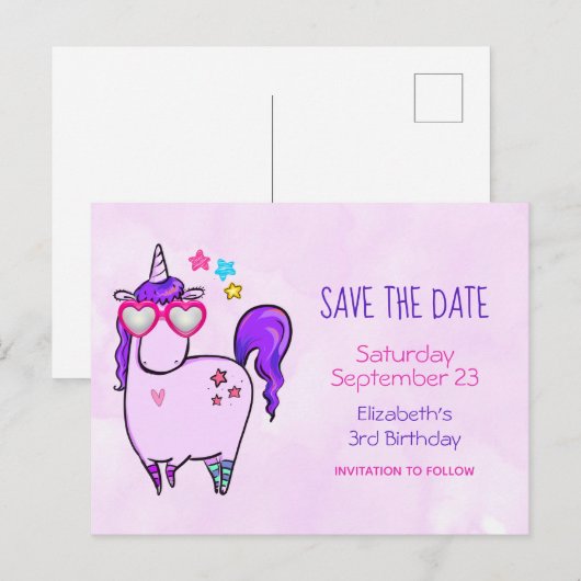 Schattigee eenhoorn in hartvormige brillen Save th Uitnodiging Briefkaart (Voorkant / Achterkant)