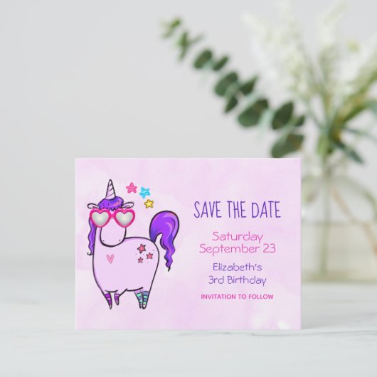 Schattigee eenhoorn in hartvormige brillen Save th Uitnodiging Briefkaart (Staand voorkant)