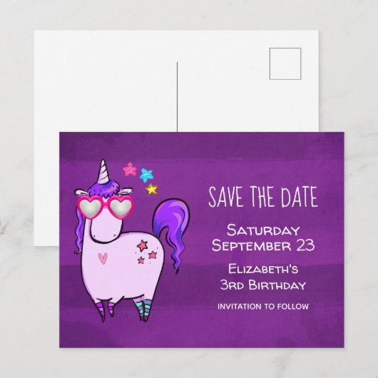 Schattigee eenhoorn in hartvormige brillen Save th Uitnodiging Briefkaart (Voorkant / Achterkant)