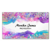 Schattigee eenhoorn inkt holografische faux glitte magnetisch visitekaartje (Voorkant)