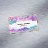 Schattigee eenhoorn inkt holografische faux glitte magnetisch visitekaartje (Voorbeeld)