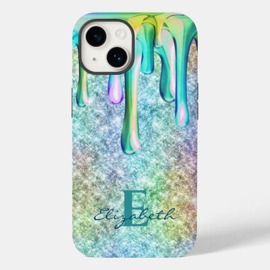 Schattigee eenhoorn iriserende glitter druppels fa Case-Mate iPhone case (Achterkant)