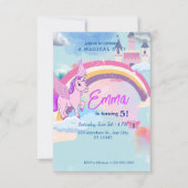 Schattigee Eenhoorn kasteel Verjaardagsuitnodiging Kaart (Voorkant)