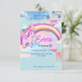 Schattigee Eenhoorn kasteel Verjaardagsuitnodiging Kaart (Staand voorkant)