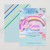 Schattigee Eenhoorn kasteel Verjaardagsuitnodiging Kaart (Voorkant / Achterkant)