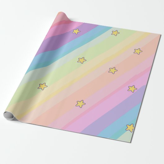 Schattigee Eenhoorn Kat Kids Verjaardagsfeest Cadeaupapier (Uitgerold)