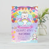 Schattigee eenhoorn kat regenboog meisje verjaarda kaart (Staand voorkant)