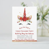 Schattigee Eenhoorn Kerst Cookie Exchange Party Kaart (Staand voorkant)
