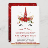 Schattigee Eenhoorn Kerst Cookie Exchange Party Kaart (Voorkant / Achterkant)