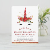 Schattigee Eenhoorn Kerst Ornament Exchange Party Kaart (Staand voorkant)