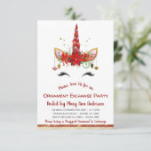 Schattigee Eenhoorn Kerst Ornament Exchange Party Kaart (Staand voorkant)