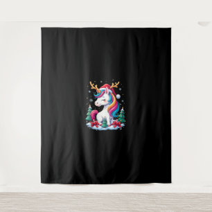 Schattigee Eenhoorn Kerstmeisjes Kinder Xmas Santa Wandkleed