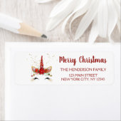 Schattigee eenhoorn kerstvakantie feest etiket (Insitu)