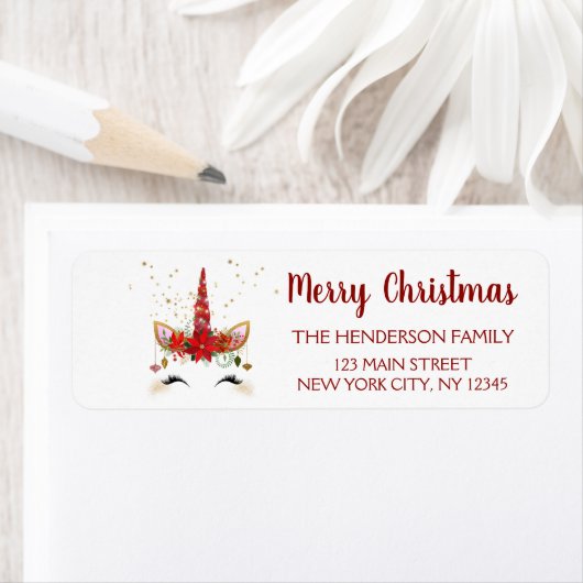 Schattigee eenhoorn kerstvakantie feest etiket (Insitu)