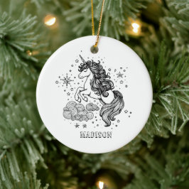 Schattigee Eenhoorn Kinder Gepersonaliseerde Creëe Keramisch Ornament