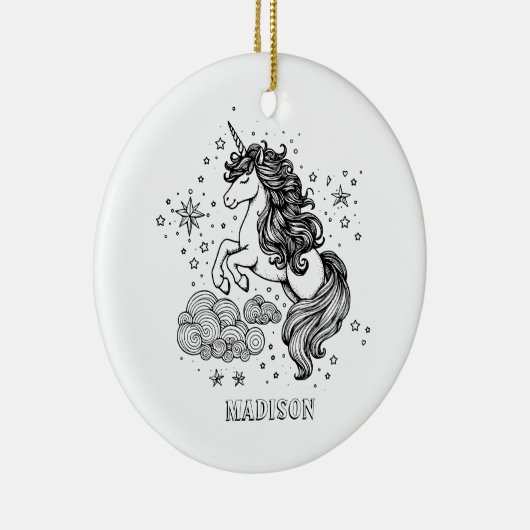 Schattigee Eenhoorn Kinder Gepersonaliseerde Creëe Keramisch Ornament (Rechts)