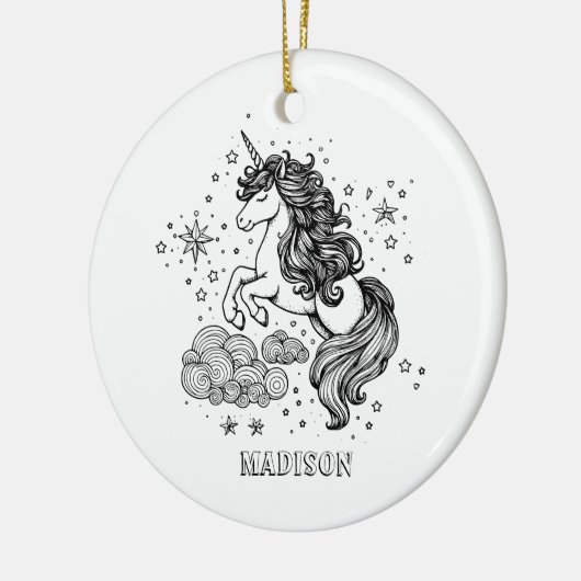 Schattigee Eenhoorn Kinder Gepersonaliseerde Creëe Keramisch Ornament (Links)