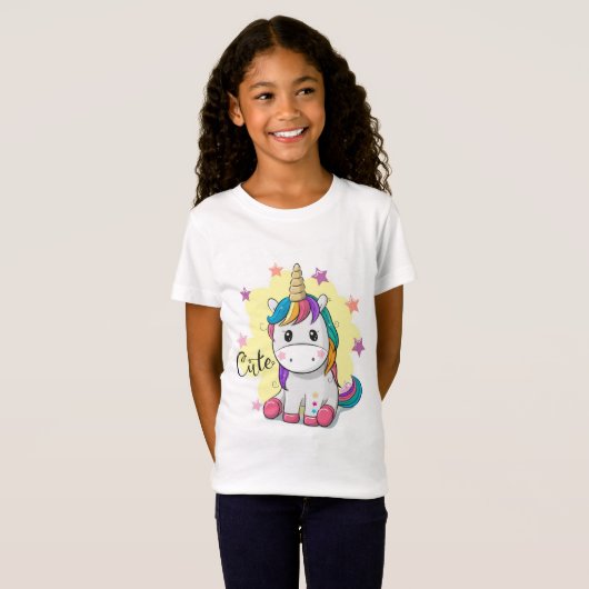 Schattigee Eenhoorn Kinder Tshirt (Voorkant volledig)