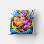 Schattigee Eenhoorn Knuffelen Een Hartkussen Op Ee Kussen (Achterkant)