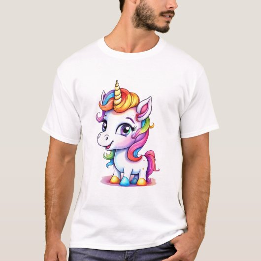 Schattigee eenhoorn koele regenboog positief t-shirt (Voorkant)