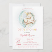 Schattigee eenhoorn maan gestippeld Baby shower Kaart (Voorkant)