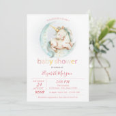 Schattigee eenhoorn maan gestippeld Baby shower Kaart (Staand voorkant)
