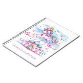 Schattigee Eenhoorn Magisch Kasteel Meisje Custom Notitieboek (Linkerzijde)