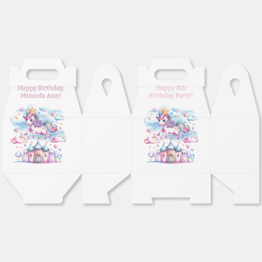 Schattigee Eenhoorn Magisch Kasteelmeisje Verjaard Bedankdoosjes (Ongevouwen)