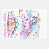 Schattigee Eenhoorn Magisch Kasteelmeisje Verjaard Inpakpapier Vel (Voorkant 3)