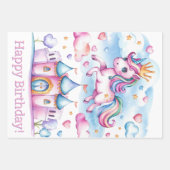 Schattigee Eenhoorn Magisch Kasteelmeisje Verjaard Inpakpapier Vel (Voorkant 2)