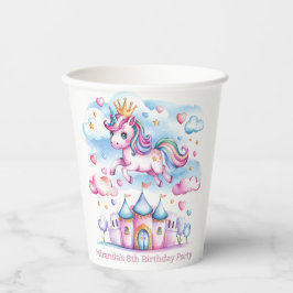Schattigee Eenhoorn Magisch Kasteelmeisje Verjaard Papieren Bekers
