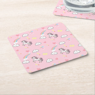 Schattigee Eenhoorn Magische Prinses Girly Verjaar Kartonnen Onderzetters