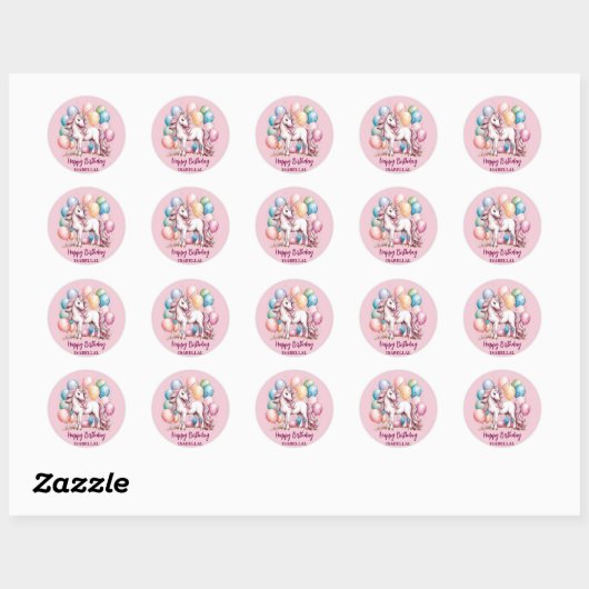 Schattigee Eenhoorn Magische Prinses Girly Verjaar Ronde Sticker (Vel)