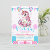 Schattigee Eenhoorn Magische Prinses Girly Verjaar Save The Date (Staand voorkant)