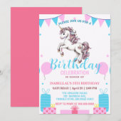 Schattigee Eenhoorn Magische Prinses Girly Verjaar Save The Date (Voorkant / Achterkant)