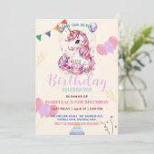 Schattigee Eenhoorn Magische Prinses Girly Verjaar Save The Date (Staand voorkant)