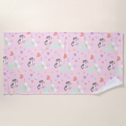 Schattigee Eenhoorn Magische Prinses Girly Verjaar Strandlaken (Voorkant)