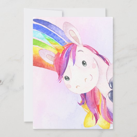 Schattigee Eenhoorn Meisje Eerste Verjaardag Magis Kaart (Achterkant)