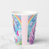 Schattigee Eenhoorn Meisje 'Regenboog Verjaardag K Papieren Bekers (Rechts)