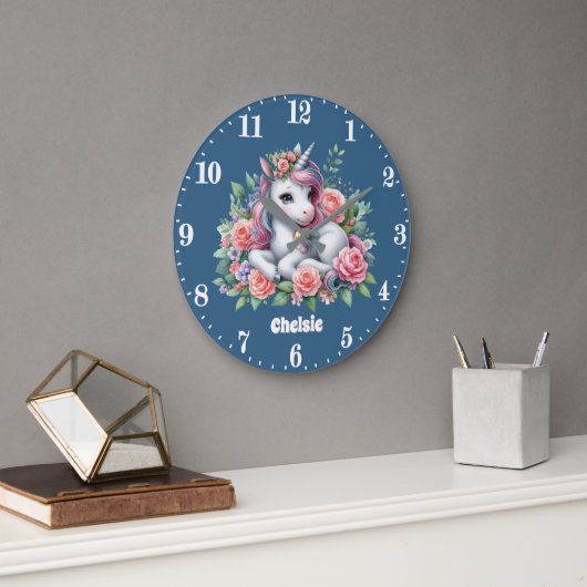 Schattigee eenhoorn meisjes naam toevoegen grote klok (Kantoor)