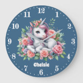 Schattigee eenhoorn meisjes naam toevoegen grote klok (Voorkant)