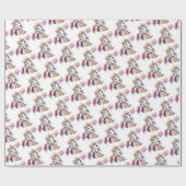 Schattigee eenhoorn met ballon cadeau doos verjaar cadeaupapier (Vlak)