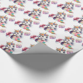 Schattigee eenhoorn met ballon cadeau doos verjaar cadeaupapier (Hoek)