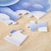 Schattigee eenhoorn met hart op een wolk en regenb legpuzzel (Zijkant)