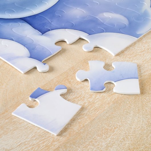 Schattigee eenhoorn met hart op een wolk en regenb legpuzzel (Zijkant)